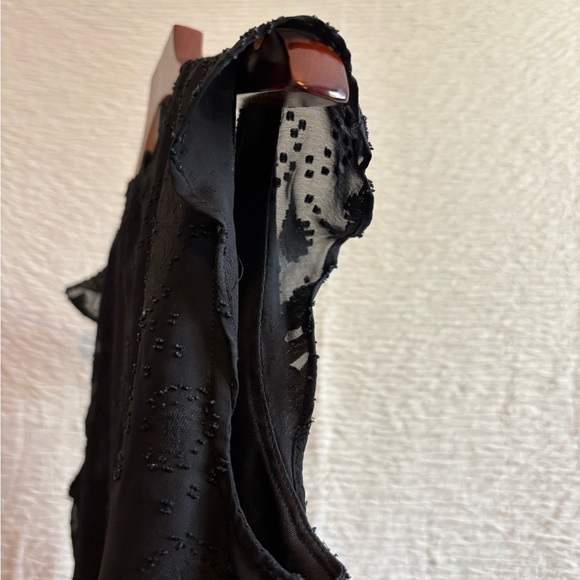 Elle Black Beaded Women's Ruffle Sleeve Blouse - Picture 6 of 10